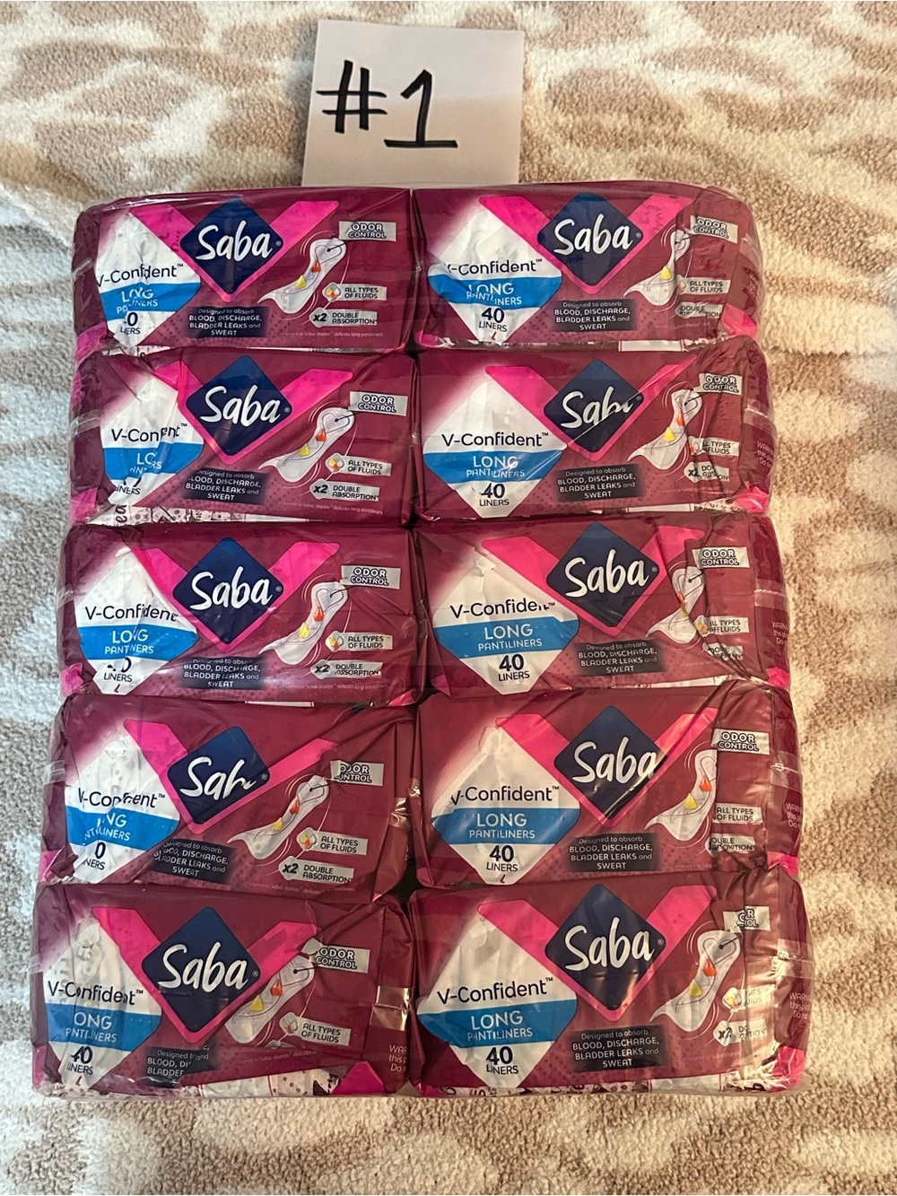 NEW Saba V-Confident Long Pantiliners 10 Packs - Pink/Burgundy
